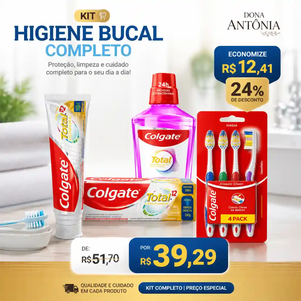 Kit Higiene Bucal Completo com 3 produtos