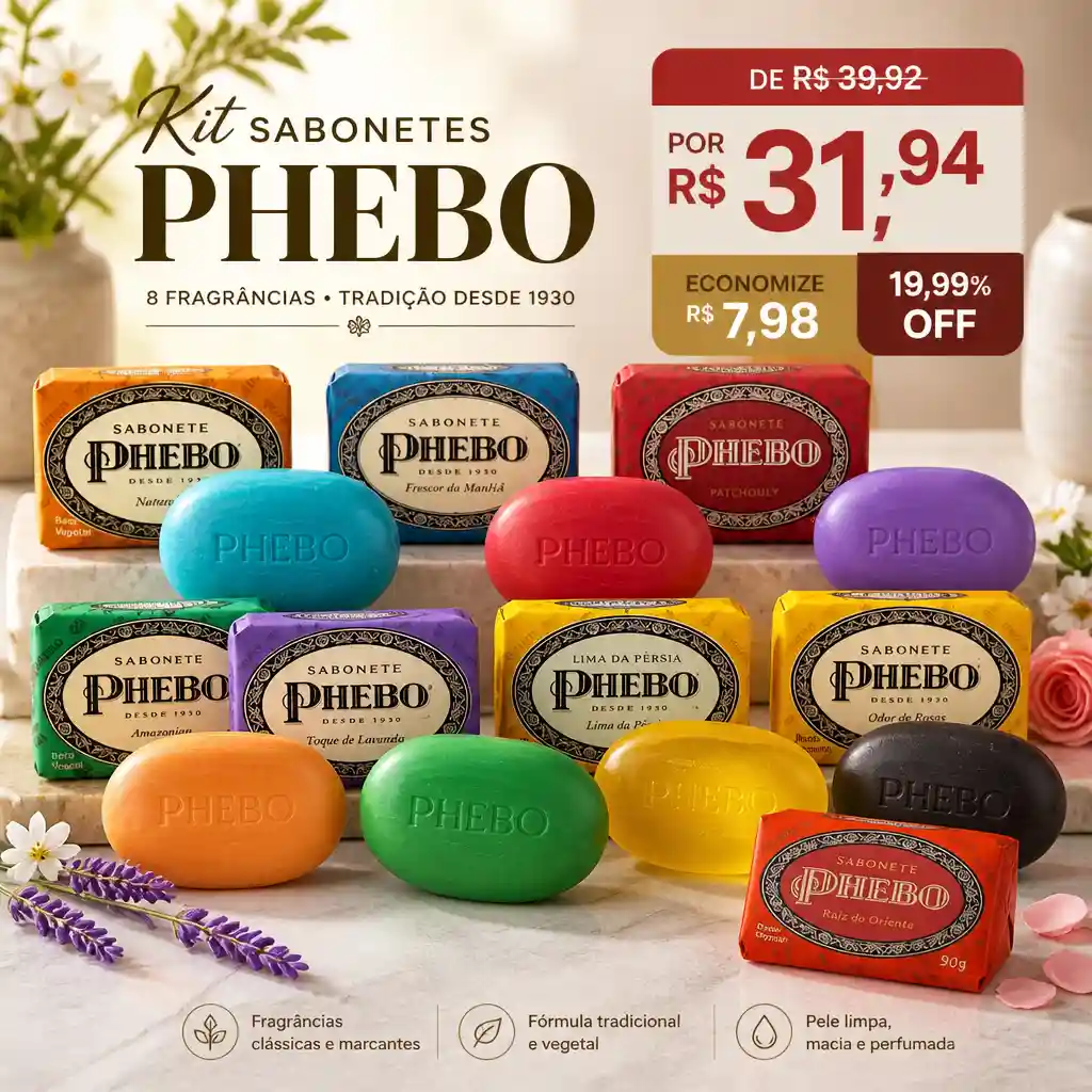 Kit Sabonetes Phebo com 8 produtos