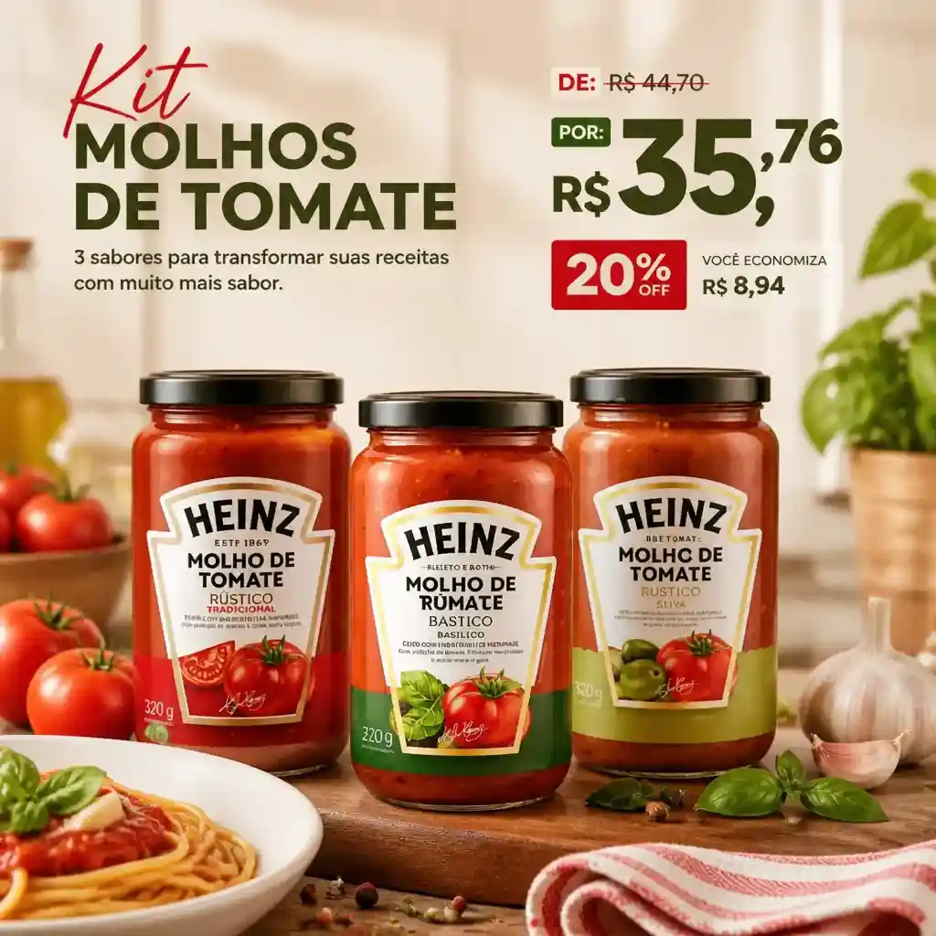 Kit Molhos de Tomate com 3 produtos