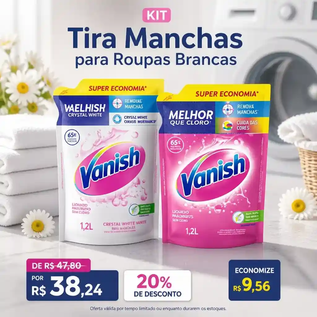 Kit Tira Manchas para Roupas Brancas com 2 produtos