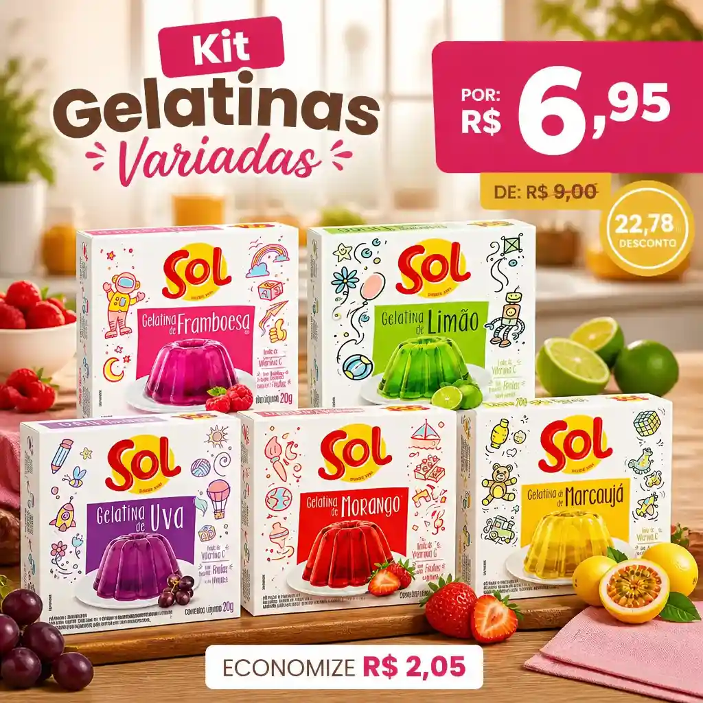 Kit Gelatinas Variadas com 5 produtos