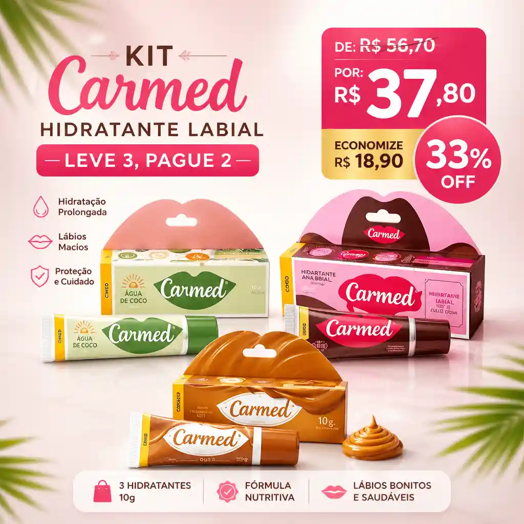 Kit Promocional Carmed Hidratante Labial - Leve 3 Pague 2 com 3 produtos