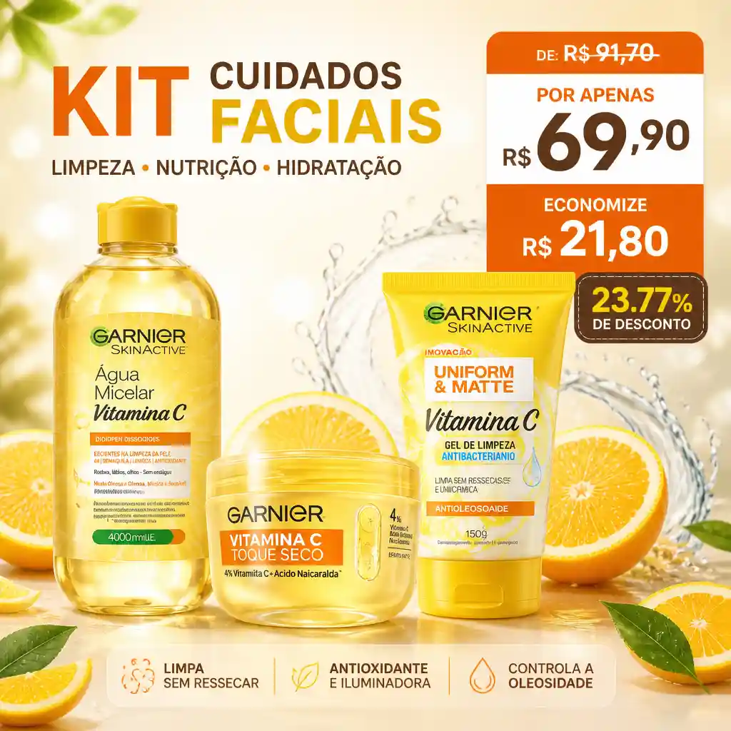 Kit Cuidados Faciais com 3 produtos