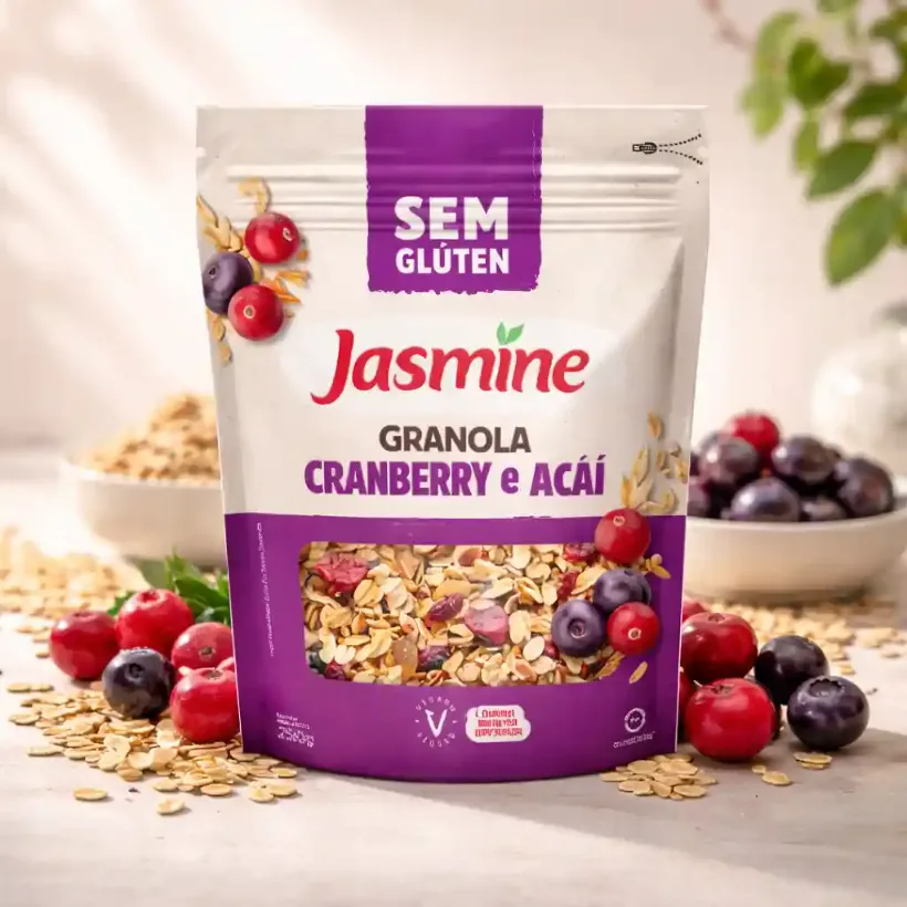 Granola Jasmine Sem Glúten Cranberries e Açaí Pouch