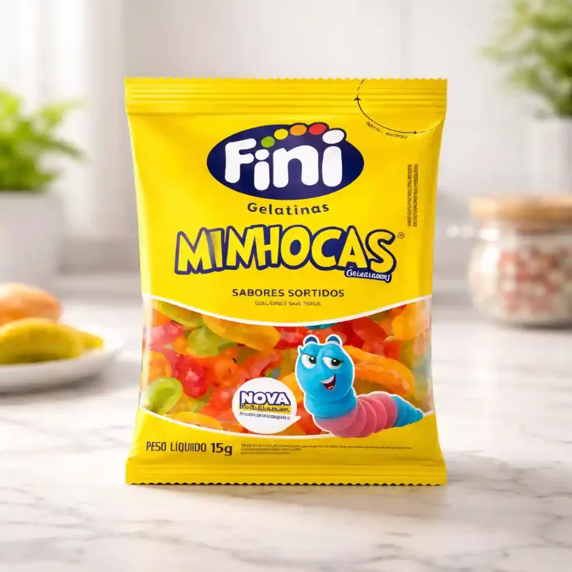 Bala de Gelatina Fini 15g Minhocas