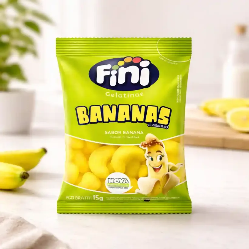 Bala de Gelatina Fini 15g Bananas